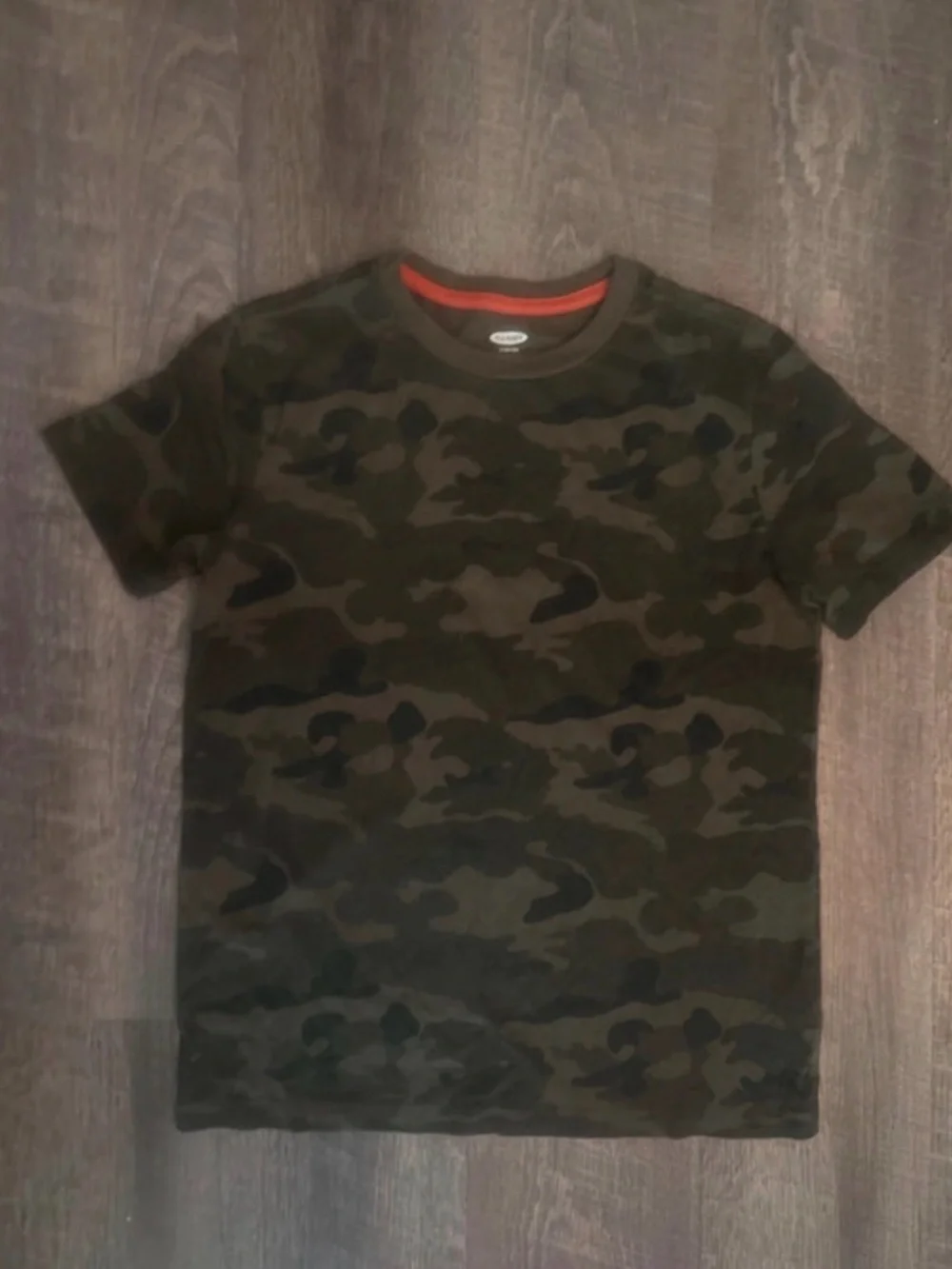 Old Navy White Graphic 'All Day' Tee & Green Camo Short Sleeve Set